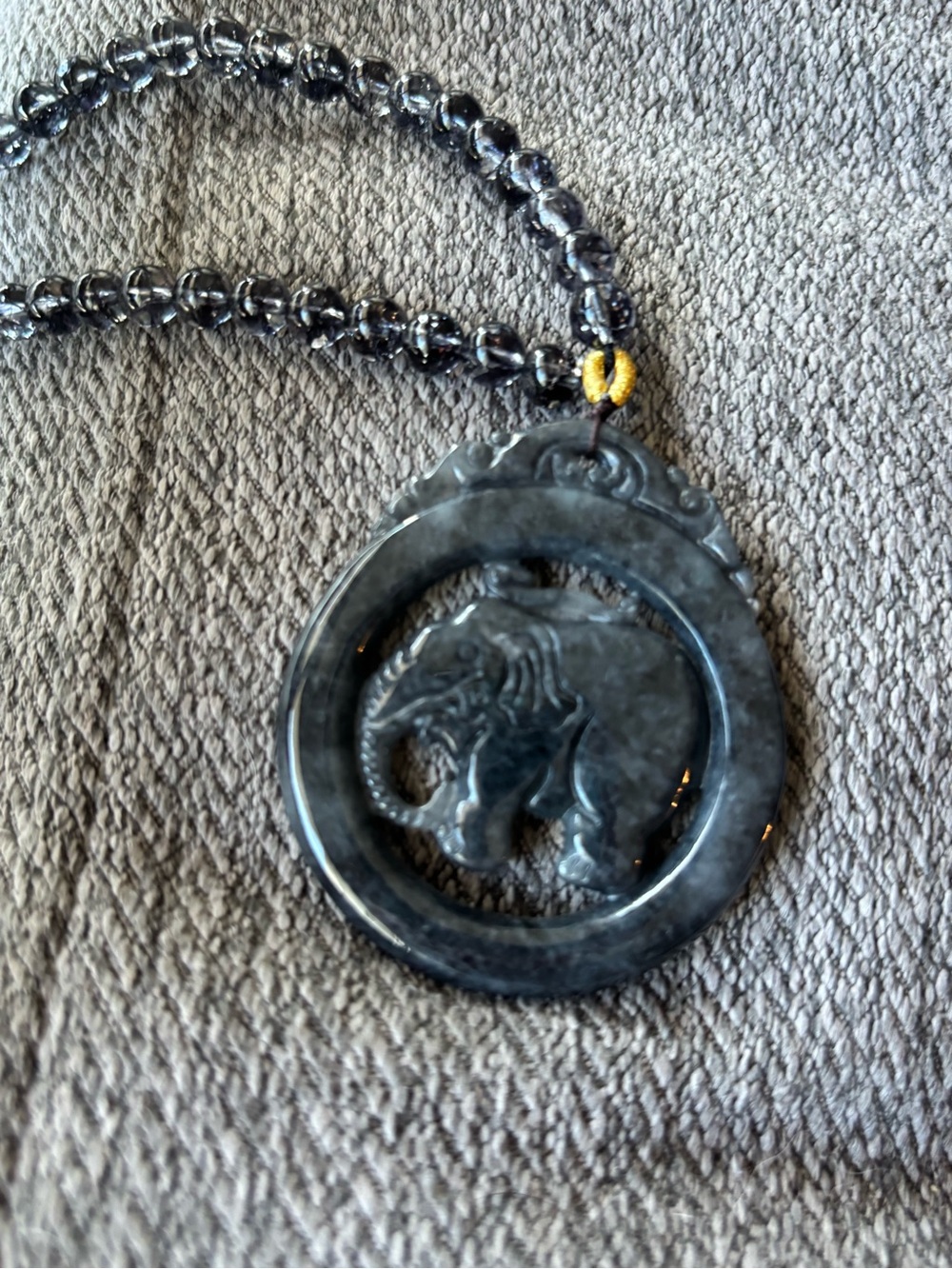 Handcrafted Wuji Jadeite Elephant Pendant Necklace - Picture 12 of 13